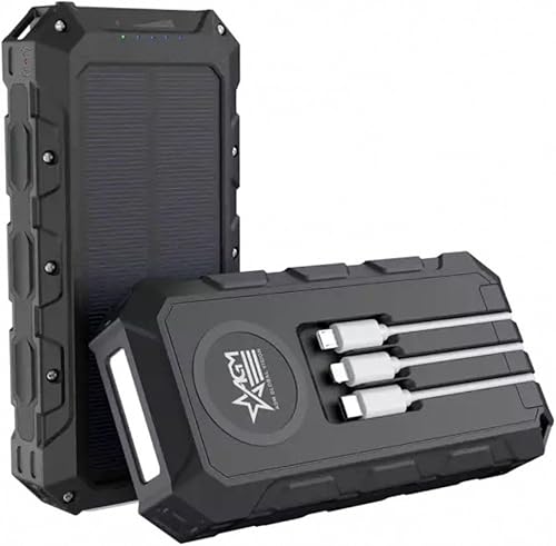 Miniatura 2 de AGM - Accesorio portátil solar de carga inalámbrica con batería de 30000 mAh con cuerpo a prueba de golpes, diseño a prueba de lluvia y carga