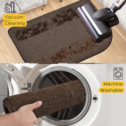 Image of Washable Kitchen Rug 24 inch x 82 inch / 60cm x 210cm, Non Slip Kitchen Mat for Floor, Absorbent Indoor Entryway Runner Rug for Hallway, Laundry, Bathroom, Bedroom (Roll Packing)