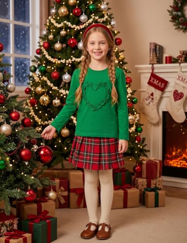 Image of Noomelfish Girls Ruffle Heart T-Shirts Cute Long Sleeve Tee Tops (4-12 Years)