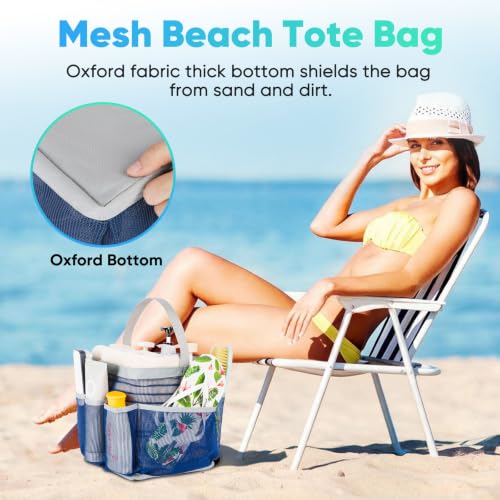 Image of EUDELE Mesh Shower Caddy Portable for College Dorm Room Essentials,Portable Shower Caddy Dorm with 9-Pocket Large Capacity, Shower Bag for Beach, Swimming, Gym, Travel essentials, Navy Blue-Grey