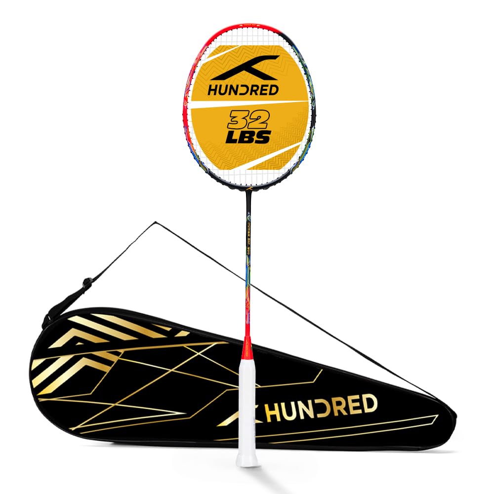 Hundred Power Ray 900 Unstrung Badminton Racket with Full Cover | 79 Grams | Maximum Tension ≤32 lbs (Navy/Dark Yellow)-image-44