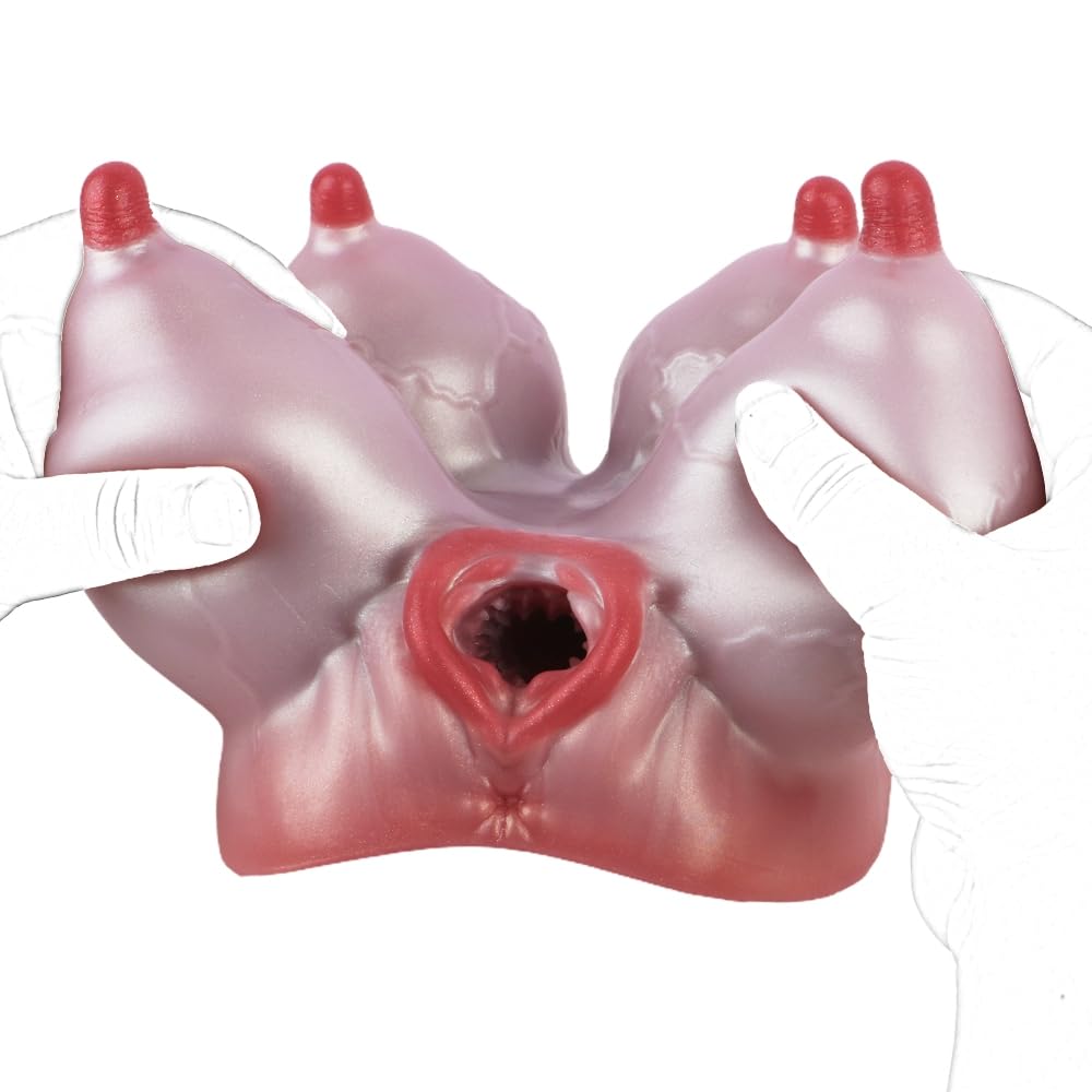 Realistische Masturbatoren für Männer, Milchkuh Taschenmuschi mit 4 Milchbusen und Vagina, Silikon Masturbator für Masturbieren, Extreme Eng Sexspielzeug für Männer