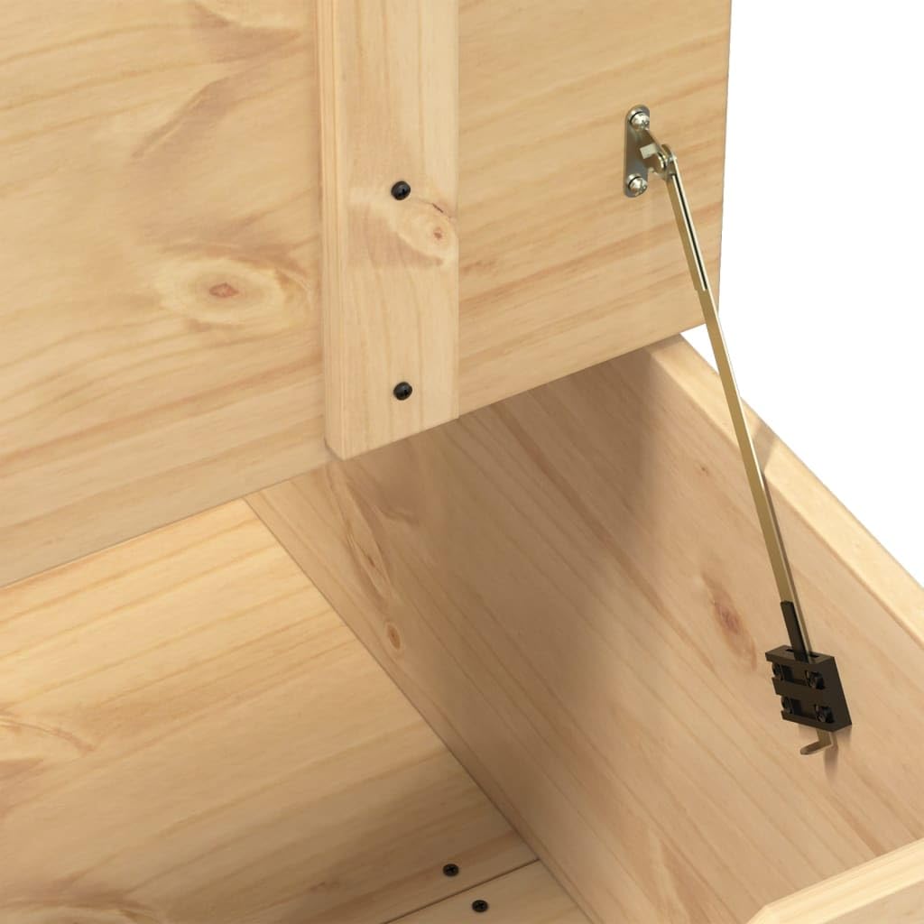 Baúl Corona 78 x 78 x 45 cm - Baúl de madera de pino macizo con acabado en cera de miel - Mesa de centro rústica con espacio de almacenamiento y muelle de gas - Caja de almacenamiento