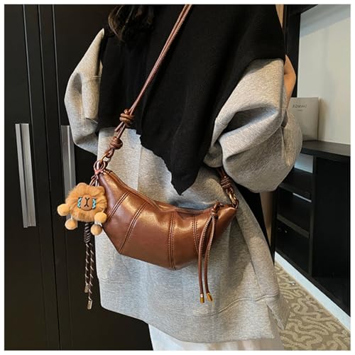 Crescent Shoulder Bags for Women, Trendy Vintage Hobo Handbag Y2K Dumpling Crossbody Purse With Zipper Closure3