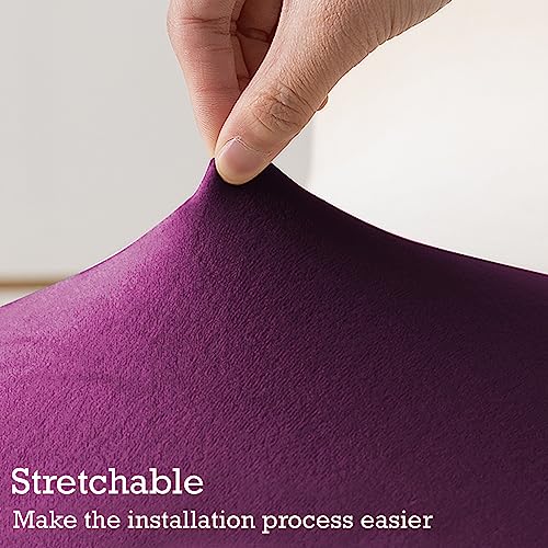 Image of HOKIPO Original Velvet Wingback Chair Cover, Stretch Fitted, Removable Washable Furniture Protector Slipcovers, Purple (AR-4761-PR)