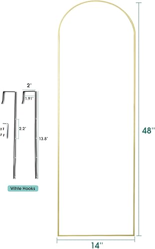 Miniatura 2 de AyeWish Espejo de puerta, espejo de longitud completa sobre la puerta, espejo colgante de 14 x 48 pulgadas, espejo arqueado grande, para