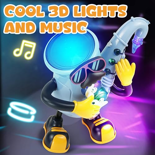 Image of VGRASSP Musical Dancing Mr Rock Saxophone Toy for Kids with 3D Light Effects and Cool Music, Battery Operated Dancing Robot Toy, Interactive Air Blowing Saxophone Simulation Toy, Multicolor