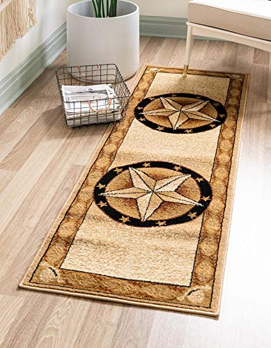 Rugs.com Pioneer Collection Rug – 10 Ft Runner Ivory Medium-Pile Rug Perfect for Hallways, Entryways