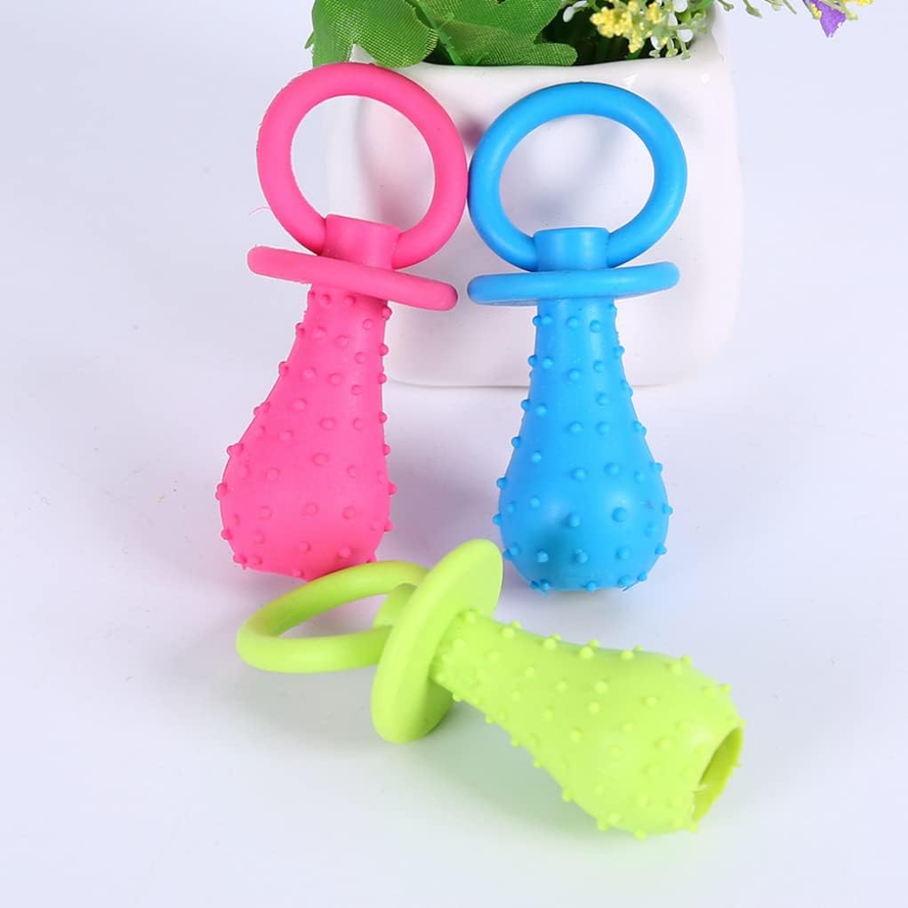 Squeaky Dog Toy, Cute Rubber Milk Bottle Pacifier Shaped Chew Toy, Teething Molar Puppy Supplies for Small Medium Dogs image 3