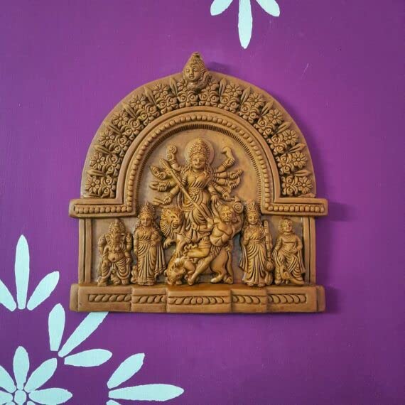 Rainbow Feathers Terracotta Handpainted Blessings of Devi Durga, ...