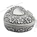 AVESON Classic Vintage Antique Heart Shape Jewelry Box Ring Small Trinket Storage Organizer Chest Christmas Gift, Silver