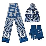 FOCO X Zubaz NFL Collab 3 Pack Glove Scarf & Hat Outdoor Winter Set, Indianapolis Colts