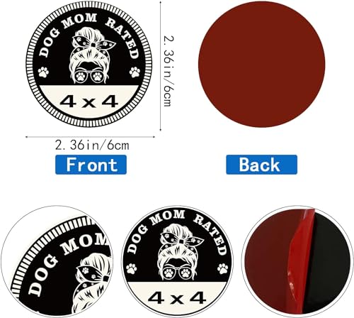 Image of Dogs Mom Badge Rated Car Emblem, 4 x 4 Paw Print Metal Automotive Badge 3D Metal Car Round Emblem Decals Car Badge Decals Stickers Compatible with Jeep Wrangler Vehicles Trucks SUV Decals(ZS064)