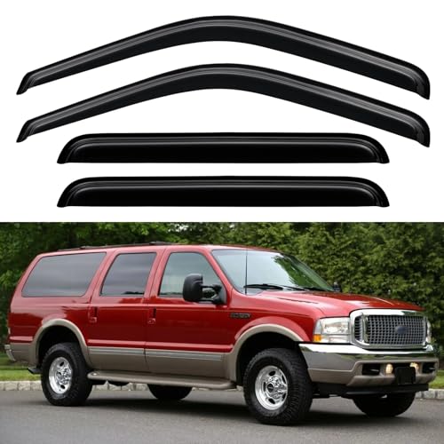 Image of Window Visors Rain Guards for 2000 2001 2002 2003 2004 2005 Ford Excursion, Out-Channel Window Vent Wind Deflectors Visors Shades for 00 01 02 03 04 05 Ford Excursion