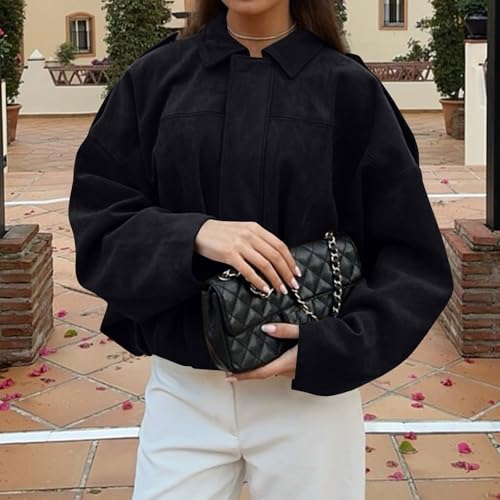 Veste en daim femme mi-saison style streetwear décontracté à fermeture éclair - 5