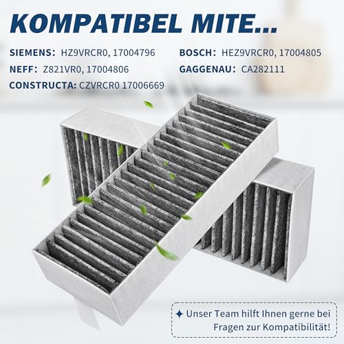 4 Stück Aktivkohlefilter für 9001421821 9001563858/ Siemens HZ9VRCR0 17004796/ Bosch HEZ9VRCR0, HEZ9VRUD0 17004811/ Neff Z821VR0 17004806 /Gaggenau CA282111/ Constructa CZ9VRCR0