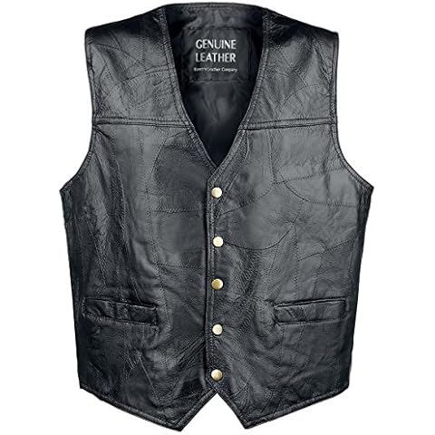 Giovanni Navarre Mosaic Leather Vest Black, BLACK, M Cover