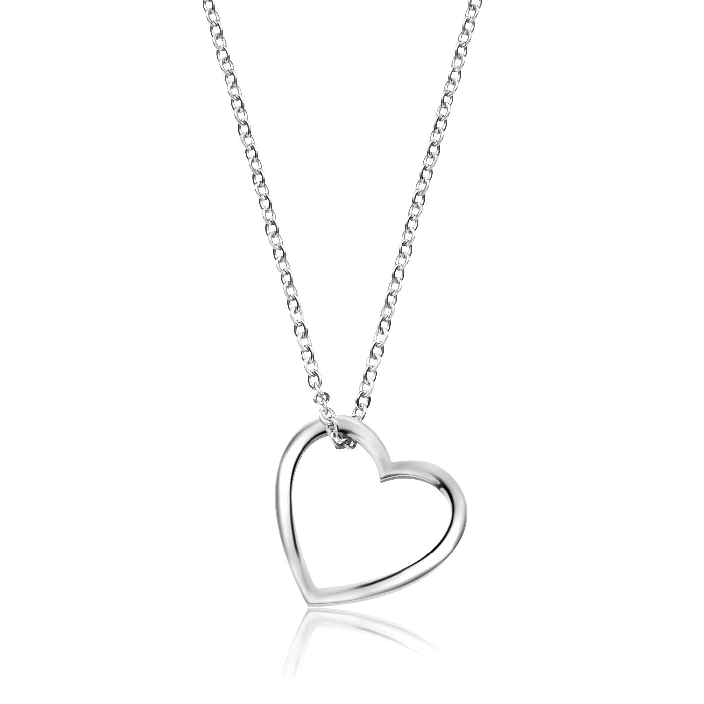 Nuoli Collana da donna (45 cm + 5 cm regolabile), bella collana con ciondolo a forma di cuore per donne e ragazze, disponibile in argento e oro rosa, 45-50 cm, Acciaio inossidabile