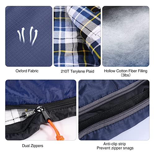 Deckenschlafsack für Winter REDCAMP XL aus Baumwolle mit Kapuze
