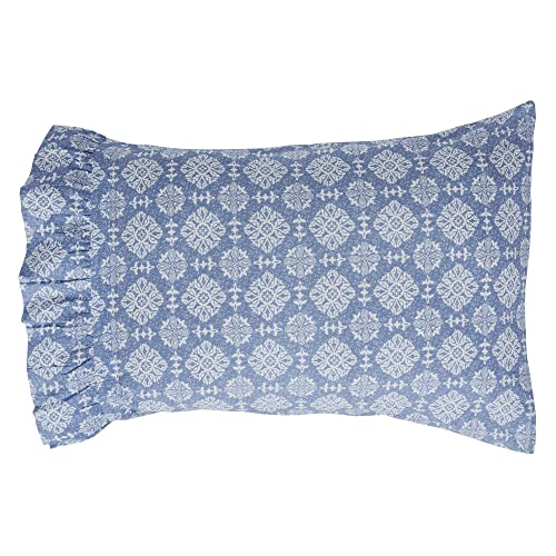 VHC-Brands-Jolie-Farmhouse-Ruffled-Pillow-Cases-Standard-Floral-Blue-Green-21×264-Set-of-3 VHC Brands Jolie Farmhouse Ruffled Pillow Cases Standard Floral Blue Green 21×264 Set of 3