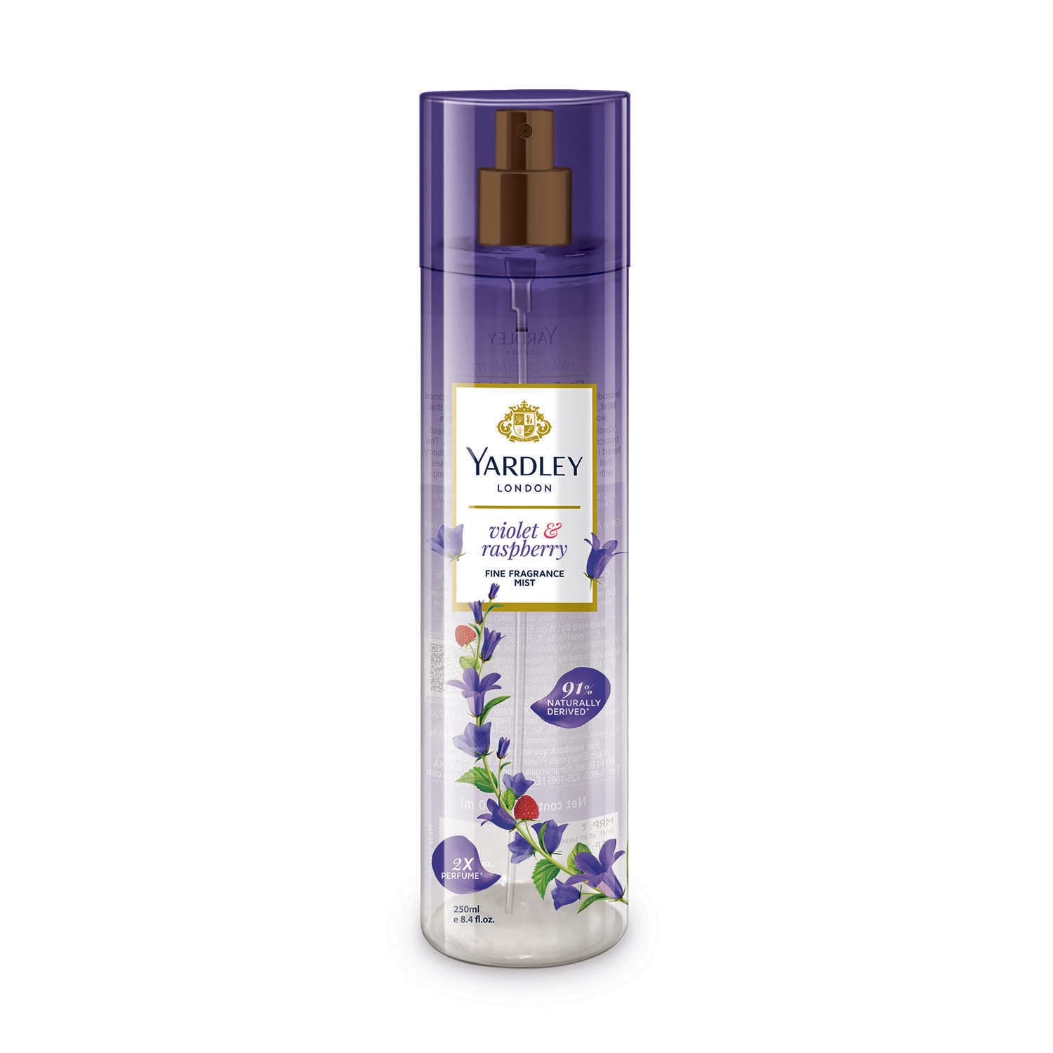 Yardley London Violet & Raspberry Fine Fragrance Mist Spray| 2X Perfume Spray For Women| 91% Naturally Derived| 250ml