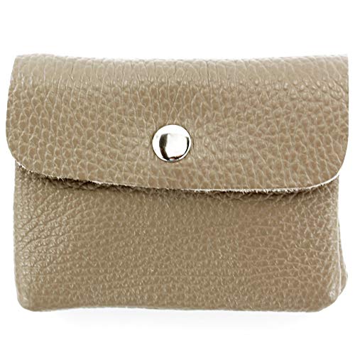 Ital. Leder Damen Geldbörse Portemonnaie Klein, Farbe:Dunkeltaupe