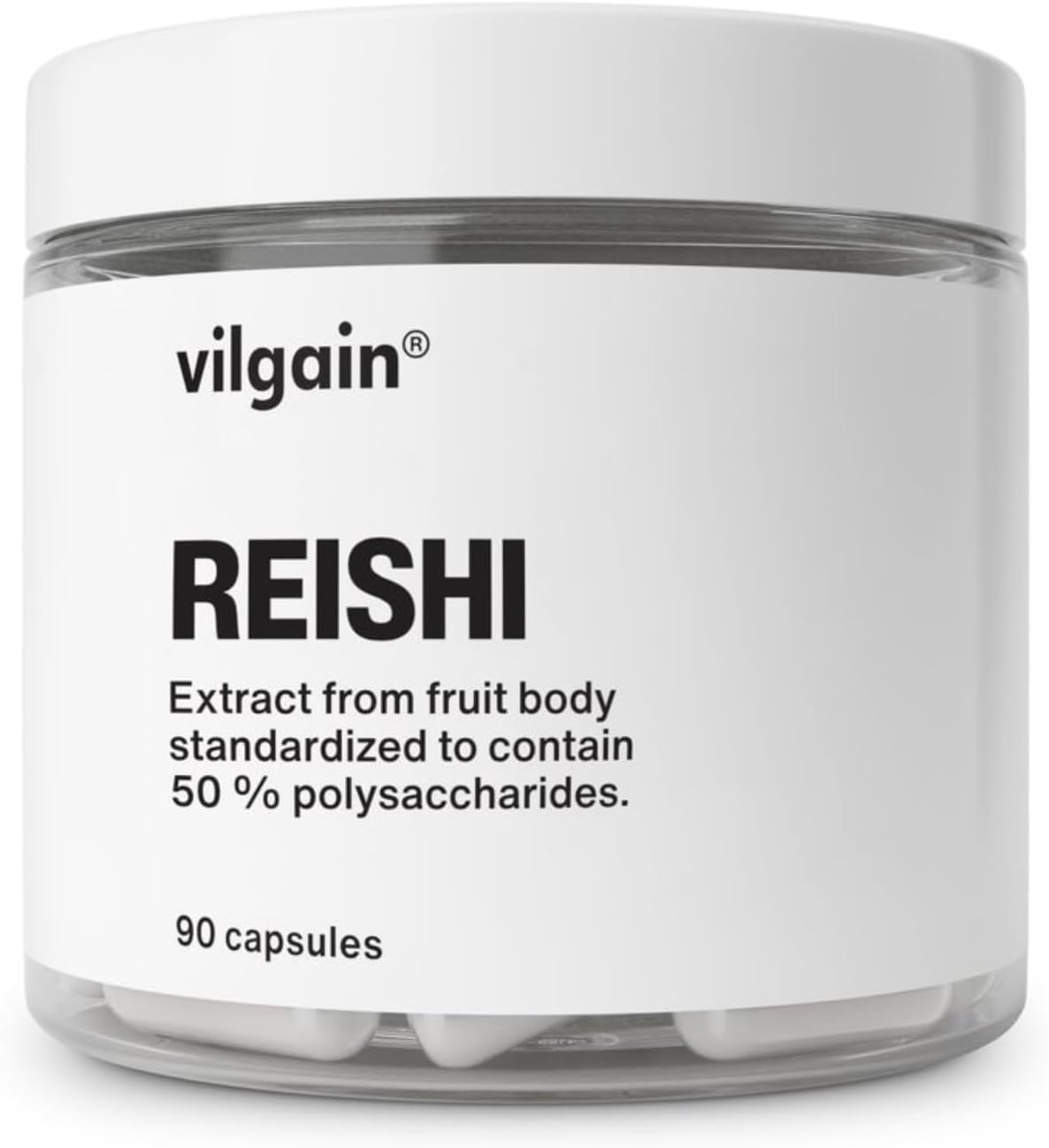Vilgain Reishi – Immune System Booster & Heart Health Support, High-Potency Reishi Mushroom Extract with 50% Polysaccharides, Antioxidant-Rich Formula for Cholesterol Balance, 90 Vegan Capsules