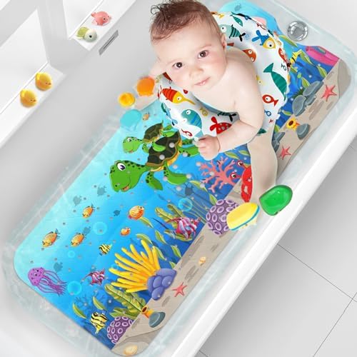 TopSpring Kids Bath Mat Non Slip, Baby Bathtub Mat Anti Mould