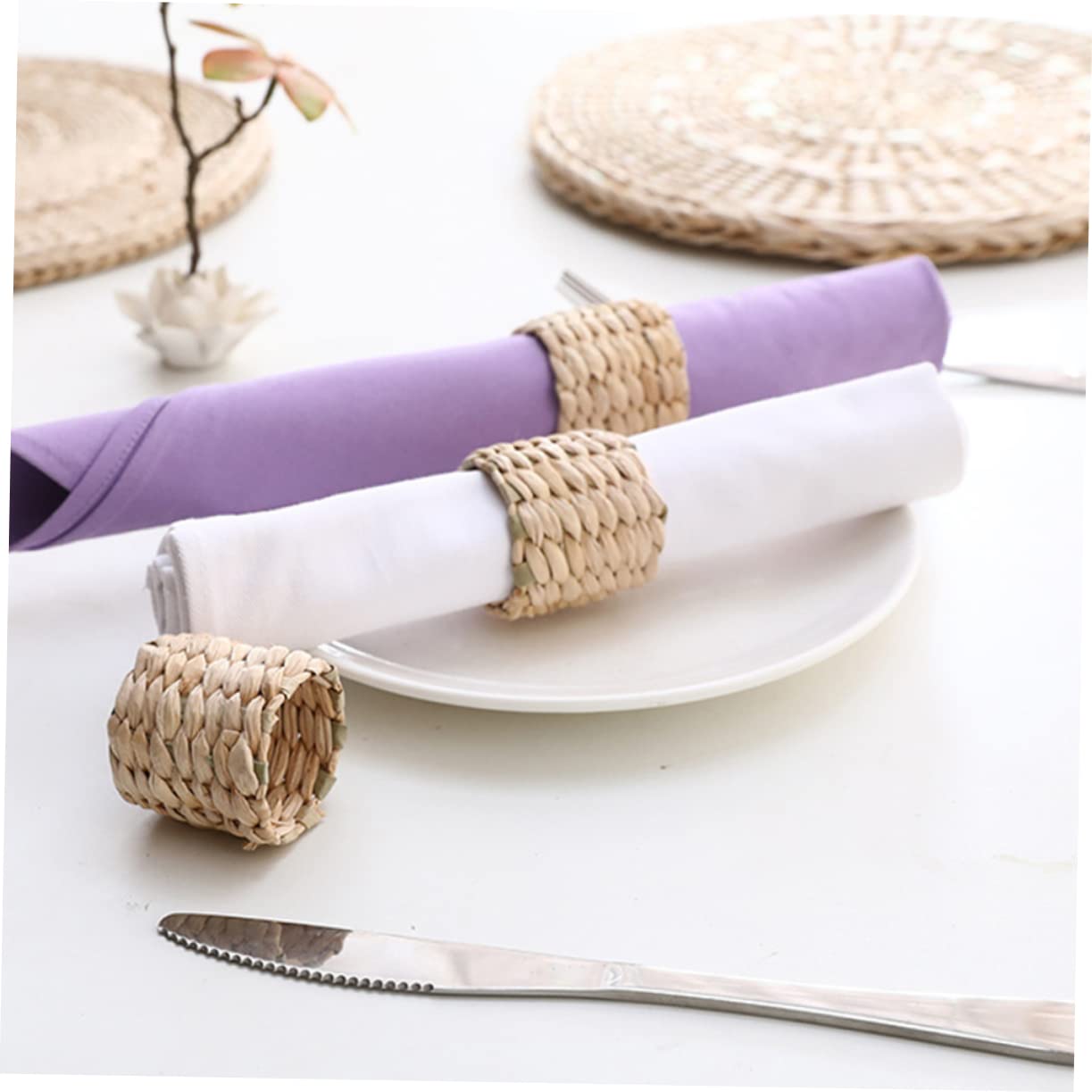 Amosfun Lot De 2 Serviettes en Jute Décoratives Style Pastoral pour Table À Manger 12 Pièces X 2