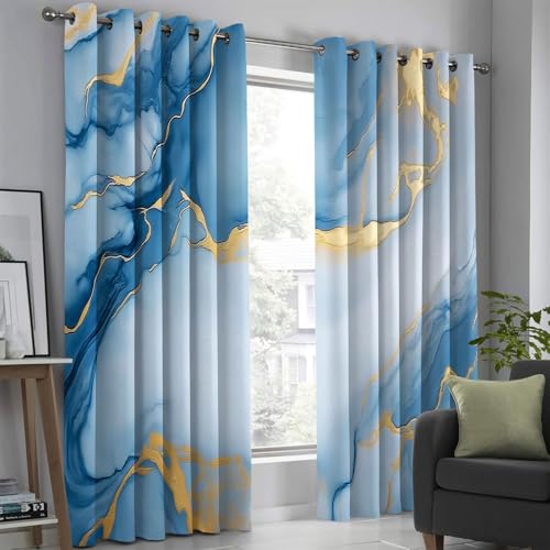 Rideau art imprimé marbre feuille d'or 3D chic 140x240cm