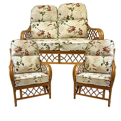 Hartfords Replacement Cushion Covers (Piped) for Conservatory Cane Furniture (COVERS ONLY) (Set of Suite Covers, Bayswater Autumn)