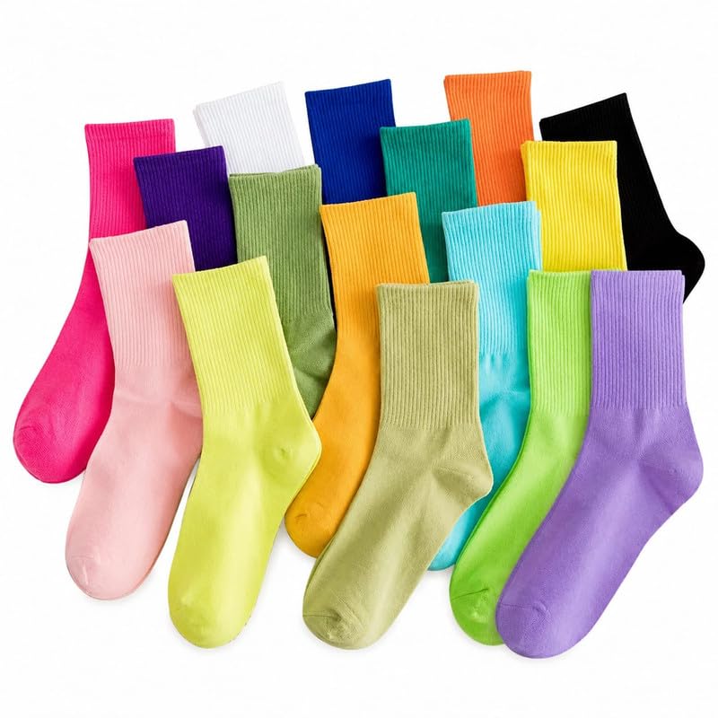 Colorful Crew Socks For Men Women |Soft Breathable Cotton Blend Ribbed Crew Length Socks | Stretchable Comfort Fit Multicolor Casual Socks for Men & Women-image-18