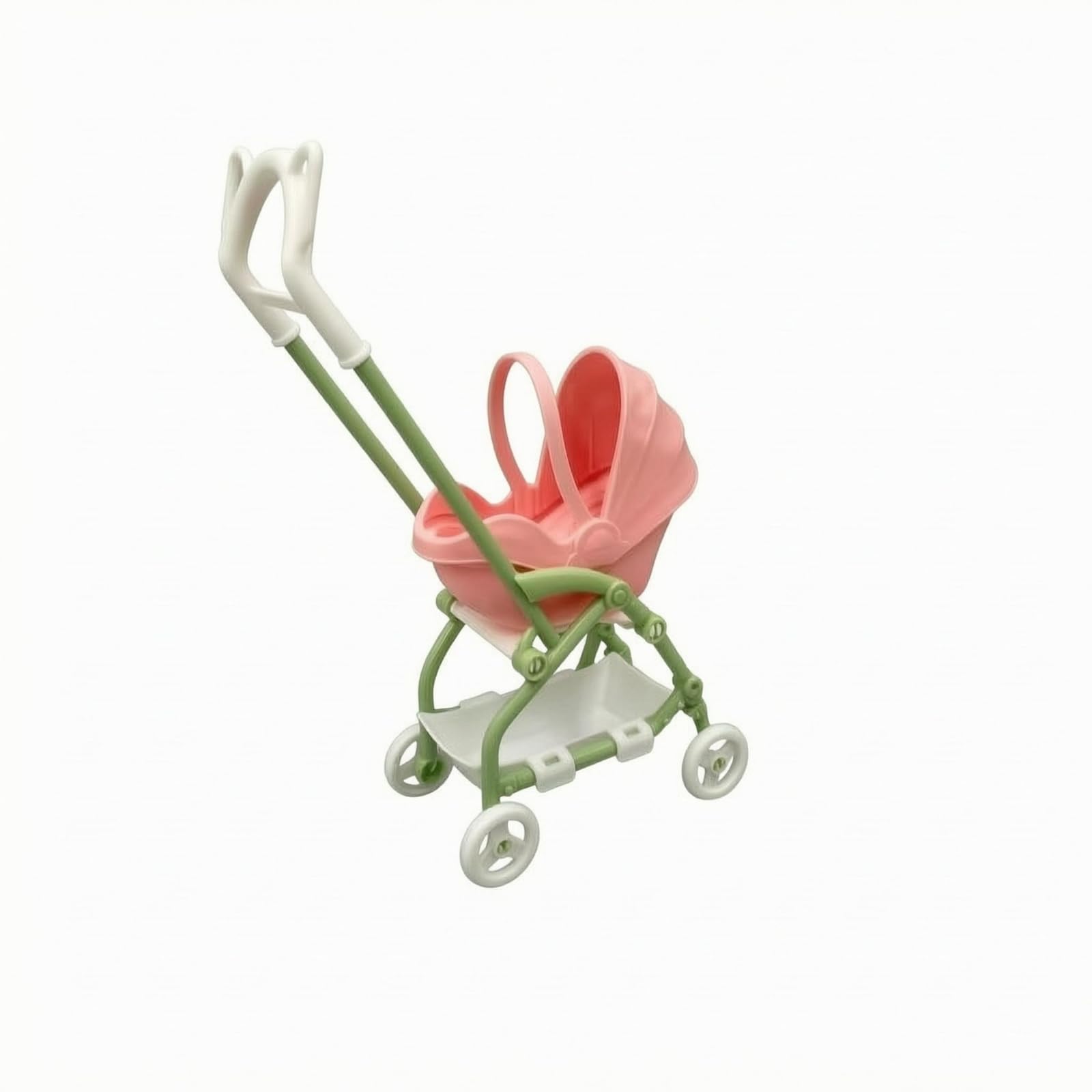 Realistic Design Foldable Doll Pushchair Lightweight Mini Toy Stroller Compact Baby Stroller Toy Four Wheels, Pink-image-10