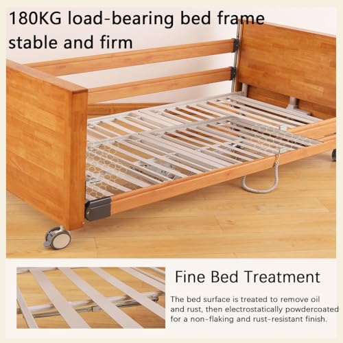Premium Medizinische Betten mit 5 Funktionen für Zuhause mit verstellbarer Höhe, vollelektrische Krankenhausbetten mit leisen Rädern, Matratze, IV-Ständer, 199.6 kg Belastung (212 x 104 x 28-68 cm) – Bild 6