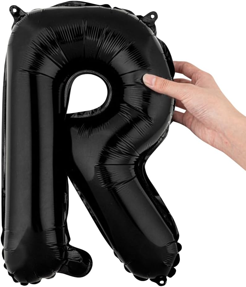 Restaurantware Balloonify 16 Inch Letter Balloon 1 Alphabet Party Balloon - Letter R Self-Sealing Black Foil Mylar Balloon Hanging Film Decoration For Birthday Wedding Or Graduation