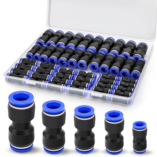 ELNLE 50 Stück Pneumatik Steckverbinder 4/6/8/10/12mm Air Push Schnellkupplungen Pneumatisches Schnellsteckverbinder-Set für Luftschläuche, Pneumatik Stecker Fitting