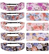 Zifengcer 5Pcs Floral Headbands for Girls Adjustable Elastic Hair Band Hair Accessories for Women