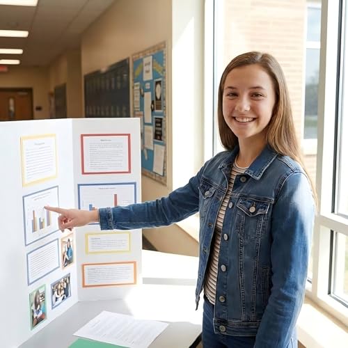 Trifold Poster Board, 26\" x 17\", 6-Pack, White Corrugated Project Boards for Science Fairs, School Projects, Event Displays, Business Presentations, Easy to Fold & Reusable - Thumbnail 5