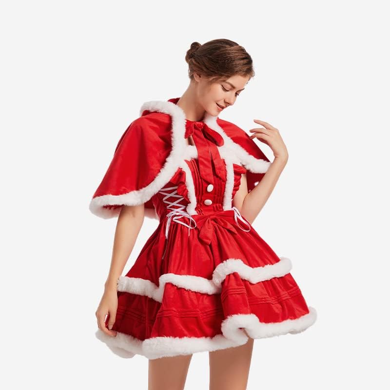 Women's Christmas Dress Skirt and Hooded Cloak Match … - Image 2