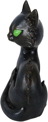 Miniatura 4 de Ebros Gift Wicca Witchcraft - Gato negro con ojos verdes sentado con cola rizada, figura ocultista paganismo paranormal acento de bruja de Halloween