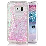 Galaxy S6 Edge Plus Case, Crazy Panda® Samsung Galaxy S6 Edge Plus 3D Creative Design Flowing Liquid Floating Bling Glitter Sparkle Star Love Crystal Clear Case Cover for S6 Edge Plus - Pink Love