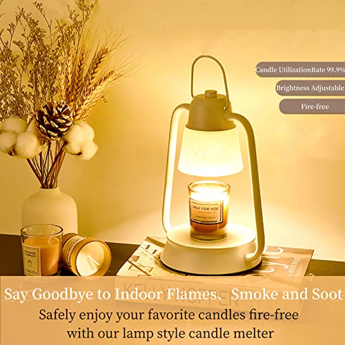 Candle Warmer Lamp With Timer, Dimmable Electric Candle Melter, Compatible With Small &Large Yankee Jar Candles,Top-Down Wax Melt Lamp With 2 Light Bulbs, Scented Candle Holders(White)) #TOP3