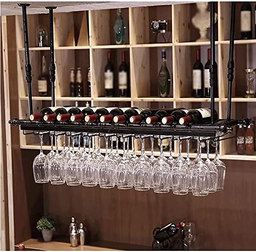 Porte-verre à vin suspendu réglable hauteur support bouteille plafond 60cm