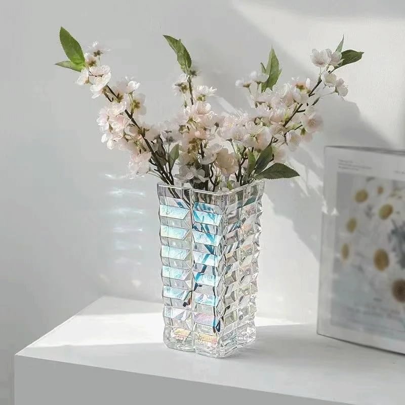Crystal Transparent Vase Living Room Table Decoration Transparent Crystal Flower Arrangement