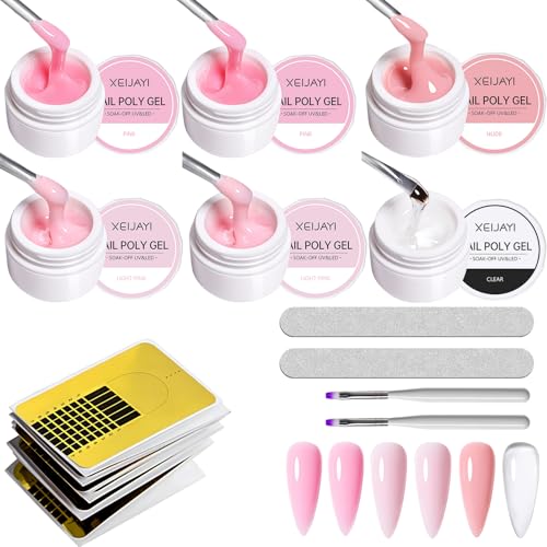 Aufbaugel für Gelnägel, Poly Gel Nägel Set, Aufbaugel Farbig 6 mit Papierhalter, Schleifstab, UV Aufbaugel für Nägel Set für Nägel Verlängerungen Stärkt Schützt Aufbaugel für Gelnägel, Poly Gel Nägel Set, Aufbaugel Farbig 6 mit Papierhalter, Schleifstab, UV Aufbaugel für Nägel Set für Nägel Verlängerungen Stärkt Schützt