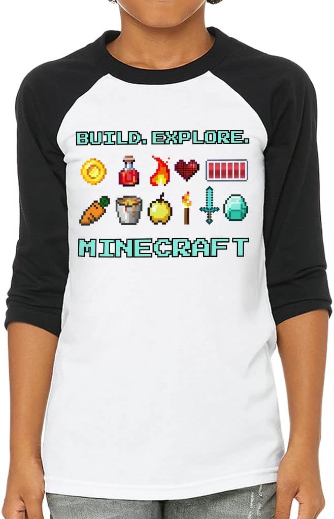 Build Explore Kids' Baseball T-Shirt - Cool Items - Items for Video Game Lovers
