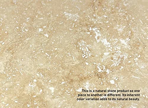 Tenedos 12x12 Tuscany Classic Travertine Natural Stone Tile for Floor, Wall, Bathroom, Kitchen, Pool Use – 0.38" Thick, Box of 10 Pieces, 10 Sq Ft