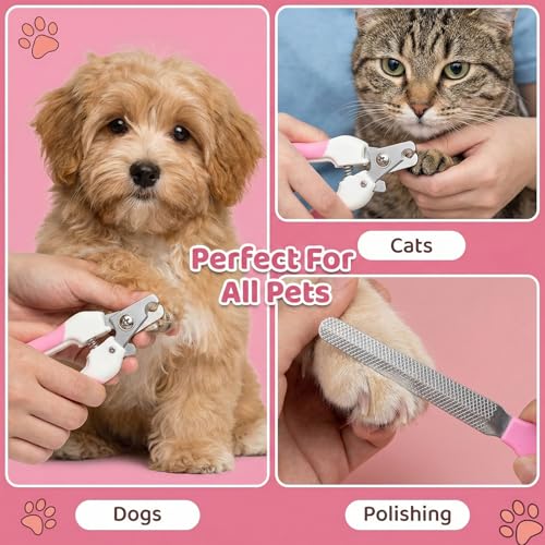 BAUCH Cortauñas Perro con Lima de Uñas Rosa, Cortador Uñas Perro Profesional en Acero Inoxidable para Perros & Gatos, Agarre Antideslizante & Protección contra Corte Excesivo - imagen 5