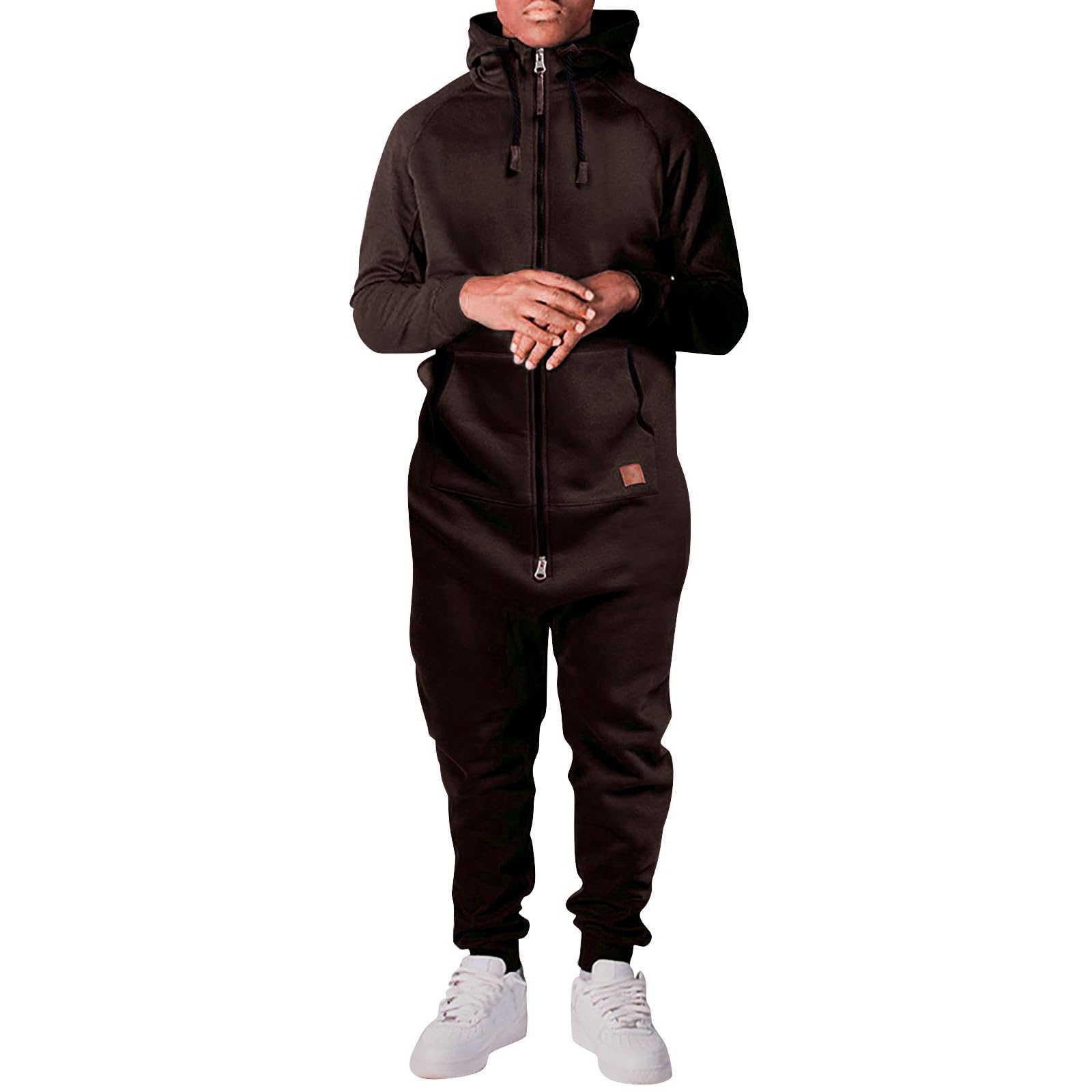 Mono con cremallera y capucha para hombre de otoño e invierno casual 4