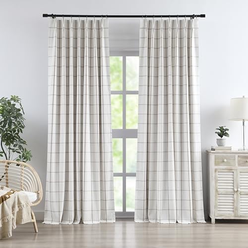 Vision Home Flax Linen Plaid Pinch Pleated